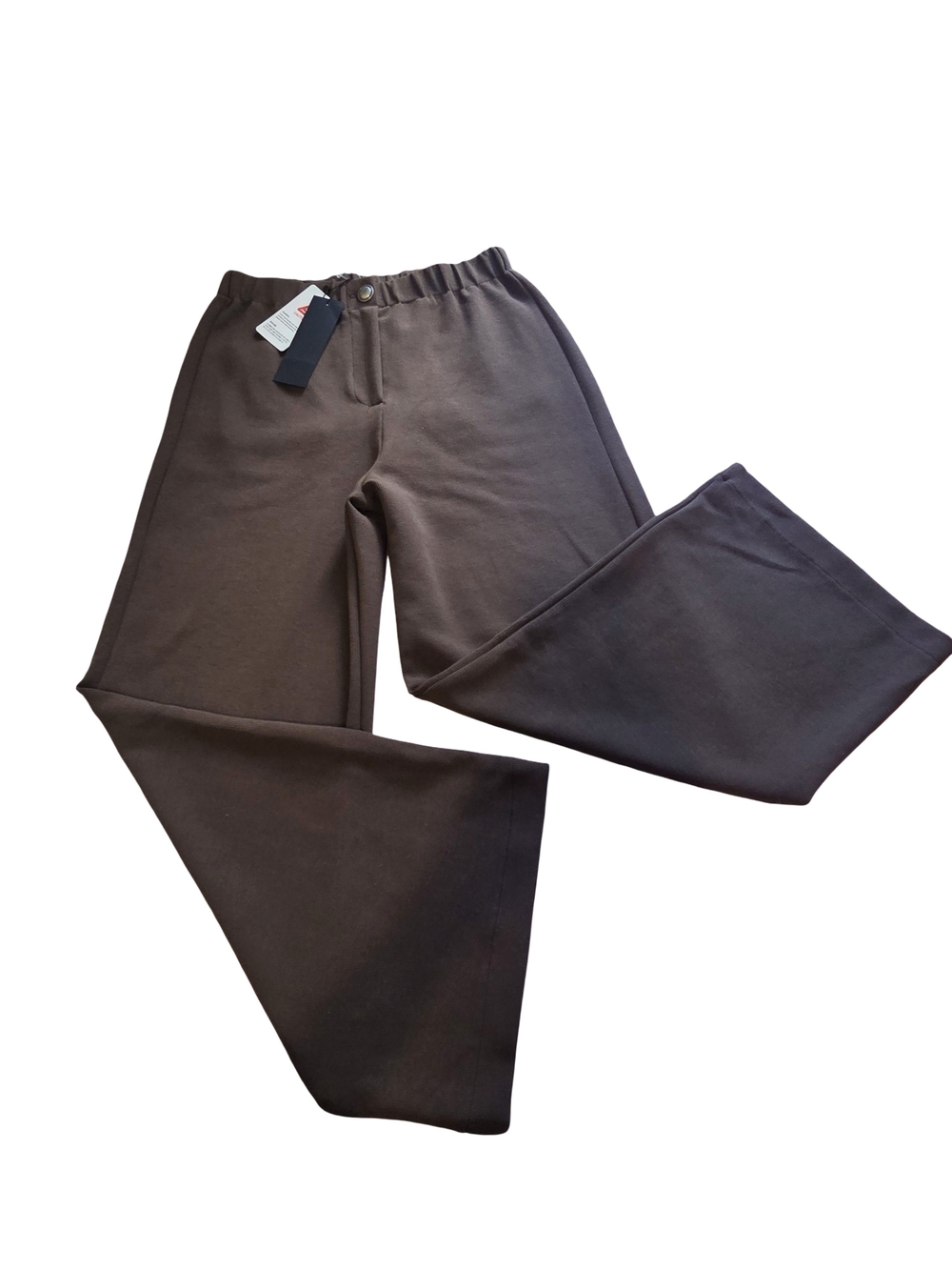 L'Amour Brown Wide-Leg Elastic-Waist Trousers